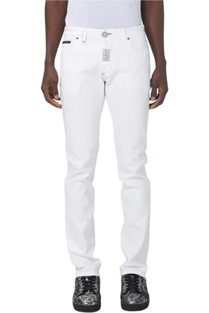 Philipp Plein Jeansy, Mężczyzna, Biały, W36, Białe Slim Fit Jeansyy dla Mężczyzn