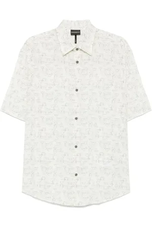 Emporio Armani Koszule, Mężczyzna, Biały, M, Biała Klasyczna Koszula z Krótkim Rękawem
