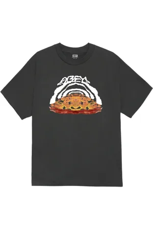 Obey Koszulki, Mężczyzna, Czarny, XL, Vintage Leap Tee Bawełniana Koszulka