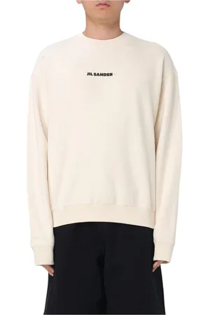Jil Sander Bluzy, Mężczyzna, Beżowy, M, Minimalist Crew Neck Sweatshirt