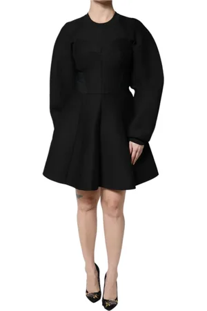 Dolce & Gabbana Sukienki, Kobieta, Czarny, 2XS, Nylon, Czarna Bawełniana Sukienka Mini A-line