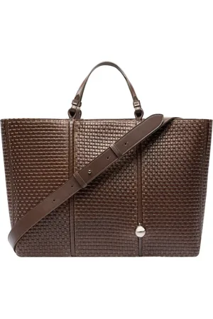 Jacquemus Torebki, Kobieta, brązowy, ONE SIZE, Bawełna, Brązowa skórzana torba shopper z detalami klamry
