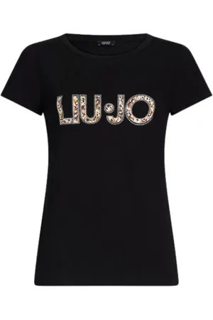 Liu Jo Koszulki, Kobieta, Czarny, XL, Podstawowy T-shirt z okrągłym dekoltem i zwierzęcym nadrukiem
