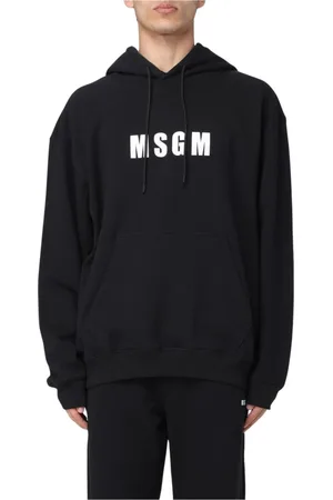 Msgm Bluzy, Mężczyzna, Czarny, L, Beżowy Bluza z Logo dla Mężczyzn