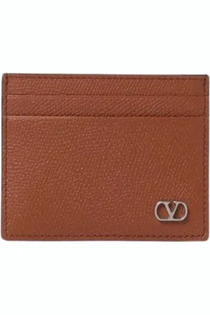 VALENTINO GARAVANI Akcesoria, Mężczyzna, brązowy, ONE SIZE, Len, Elegancki Portfel na Karty z Skóry