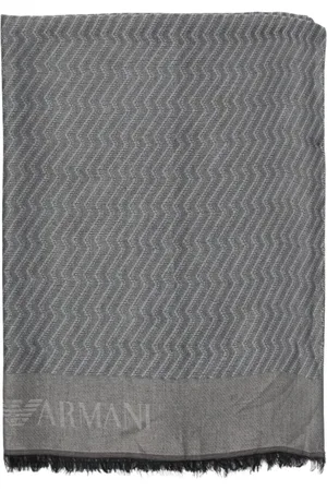 Emporio Armani Akcesoria, Mężczyzna, Szary, ONE SIZE, Len, Szal w Sznurkowym Wzorze w Lesistym Zielonym