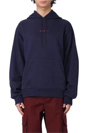 Marni Bluzy, Mężczyzna, Niebieski, M, Bluza z Haftowanym Logo Biała Bluza
