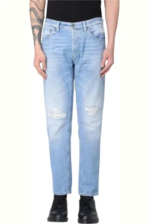 Dondup Jeansy, Mężczyzna, Niebieski, W34, Zniszczone Straight Leg Jeansy