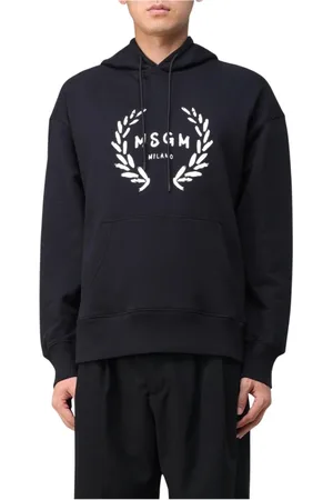 Msgm Bluzy, Mężczyzna, Czarny, XL, Czarny Bawełniany Sweter z Logo