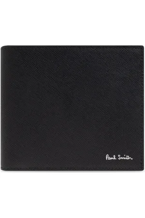 Paul Smith Akcesoria, Mężczyzna, Czarny, ONE SIZE, Skóra, Skórzany portfel z nadrukowanym logo