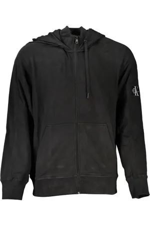 Calvin Klein Bluzy, Mężczyzna, Czarny, S, Elegancki sweter z kapturem