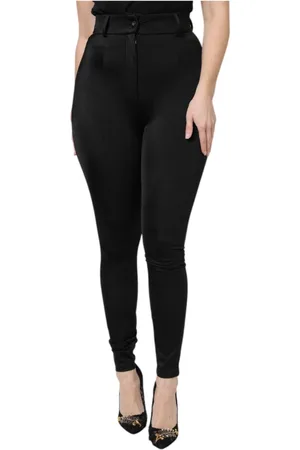 Dolce & Gabbana Spodnie, Kobieta, Czarny, 2XL, Nylon, Czarne spodnie slim fit z wysokim stanem