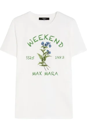 Max Mara Koszulki, Kobieta, Biały, S, Biała Koszulka Teiera z Kwiatami