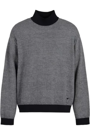 Emporio Armani Swetry, Mężczyzna, Niebieski, L, Granatowy Sweter z Dżerseju