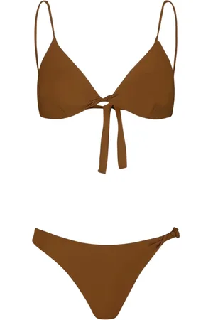 FEDERICA TOSI Stroje kąpielowe, Kobieta, brązowy, M, Komplet bikini z trójkątnym biustonoszem i wysoko przyciętymi majtkami