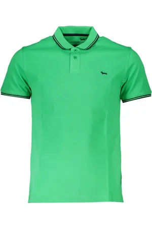 HARMONT&BLAINE Koszulki, Mężczyzna, Zielony, 2XL, Bawełna, Eleganckie zielone polo z bawełny z kontrastującymi detalami