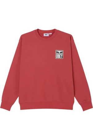 Obey Bluzy, Mężczyzna, Czerwony, L, Oczy Ikona Bluza Mineralny Czerwony