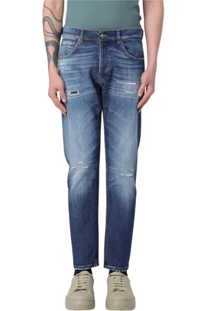 Dondup Jeansy, Mężczyzna, Niebieski, W36, Klasyczne Niebieskie Straight-Leg Jeansyy
