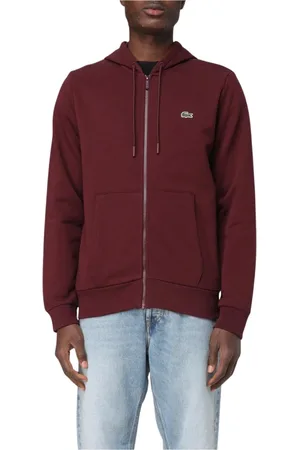 Lacoste Bluzy, Mężczyzna, Czerwony, S, Sportowy Zip-Up Hoodie w Burgundii