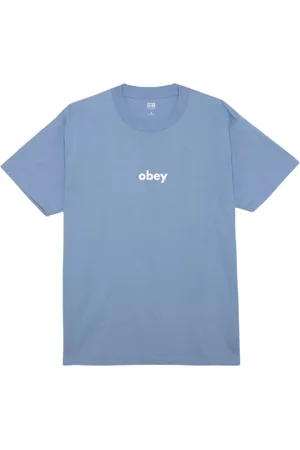 Obey Koszulki, Mężczyzna, Niebieski, L, T-shirt z logo, krótki rękaw, regular fit