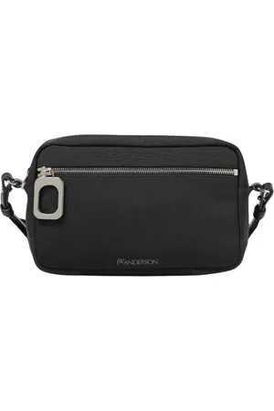 J.W.Anderson Torebki, Mężczyzna, Czarny, ONE SIZE, Nylon, Czarna Łańcuchowa Torba na Ramię z Zapięciem na Zamek