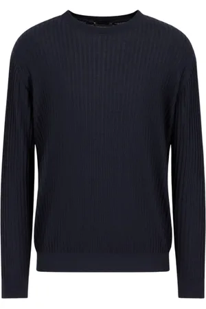 Emporio Armani Swetry, Mężczyzna, Niebieski, M, Nylon, Niebieski Sweter z Wełny Podróżny Element Fw 24
