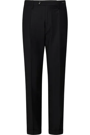 MICHAEL COAL Spodnie, Mężczyzna, Czarny, W34, Czarne Wełniane Spodnie Slim Fit