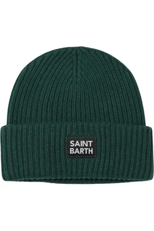 MC2 SAINT BARTH Akcesoria, Mężczyzna, Zielony, ONE SIZE, Biała Czapka Beanie z Prążkami