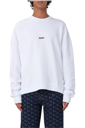 Msgm Bluzy, Mężczyzna, Biały, S, Czarny Crew Neck Sweatshirt Stylowy Komfort