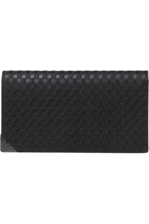 Emporio Armani Akcesoria, Mężczyzna, Czarny, ONE SIZE, Torebka Skórzana z Wytłoczonym Wzorem Łańcucha