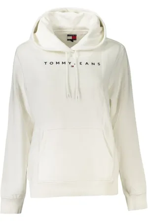 Tommy Hilfiger Bluzy, Kobieta, Biały, L, Biała Bawełniana Damska Bluza z Kapturem