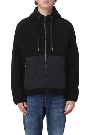 Peuterey Bluzy, Mężczyzna, Czarny, L, Nylon, Czarna Bluza z Kapturem Polarowa