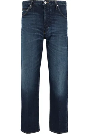 Emporio Armani Jeansy, Mężczyzna, Niebieski, W33, Denim, Niebieskie Dżinsy 5-Kieszeniowe Proste Nogi