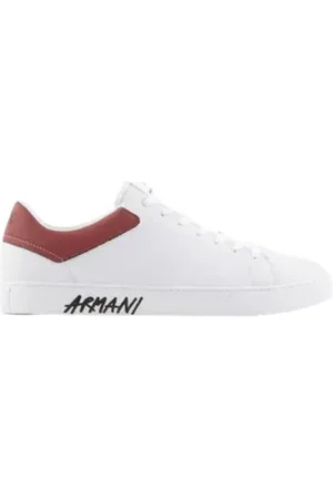 Armani Exchange Buty, Mężczyzna, Biały, 43 EU, Białe Czerwone Sneakers Basic Okrągły Nosek