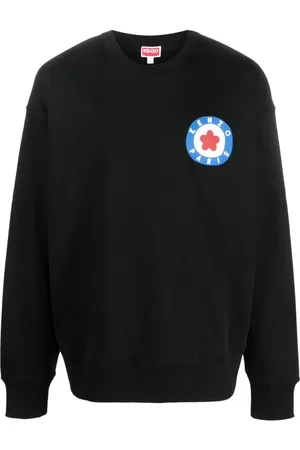 Kenzo Bluzy, Mężczyzna, Czarny, L, Bawełna, Sweter z nadrukiem logo