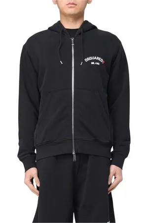 Dsquared2 Bluzy, Mężczyzna, Czarny, XL, Czarna Bluza z Zamkiem Activewear