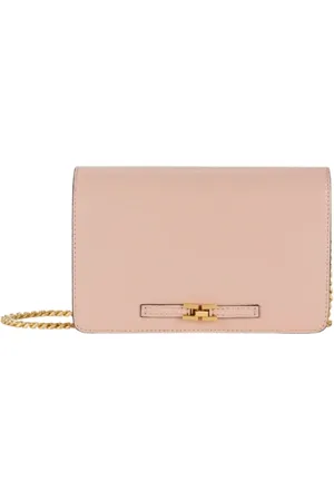 Elisabetta Franchi Torebki, Kobieta, Różowy, ONE SIZE, Torba na Ramię z Łańcuchem z Skóry Cielęcej