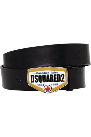 Dsquared2 Akcesoria, Mężczyzna, Czarny, 105 CM, Czarny Skórzany Pasek z Metalową Sprzączką