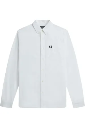 Fred Perry Koszule, Mężczyzna, Biały, S, Biała Koszula z Długim Rękawem