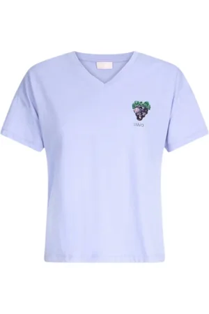 Liu Jo Koszulki, Kobieta, Fioletowy, XS, Fioletowy T-shirt z krótkim rękawem