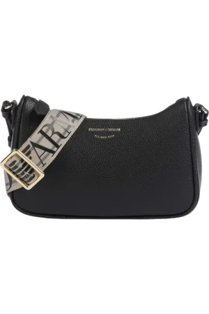 Emporio Armani Torebki, Kobieta, Czarny, ONE SIZE, Czarna Torebka na Ramię z Ekoskóry