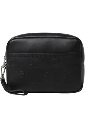 Calvin Klein Torebki, Mężczyzna, Czarny, ONE SIZE, Czarna Skórzana Torebka Clutch