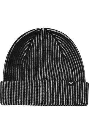 Emporio Armani Akcesoria, Mężczyzna, Niebieski, M, Niebieski Czapka Beanie z Warkoczami