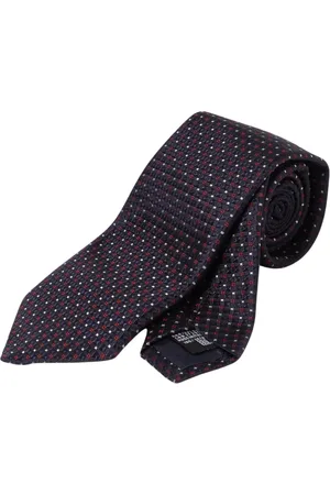 Emporio Armani Akcesoria, Mężczyzna, Niebieski, ONE SIZE, Niebieski Jedwabny Krawat w Geometrię