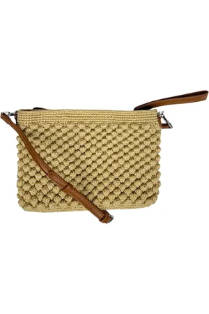 Gianni chiarini Torebki, Kobieta, Beżowy, ONE SIZE, Beżowa Torba Bagietka z Pomponami