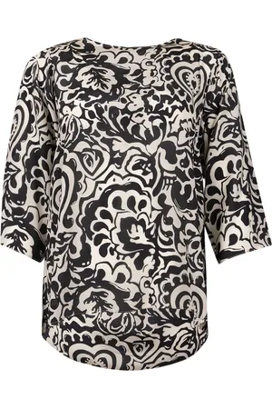 Max Mara Bluzki, Kobieta, Czarny, S, Kwiatowa Czarna Bluzka na Weekend
