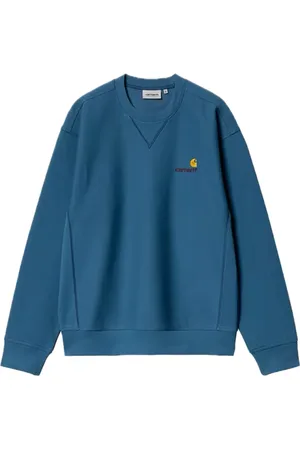 Carhartt Bluzy, Mężczyzna, Niebieski, S, Bawełna, Bluza z haftem Script