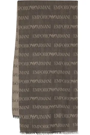 Emporio Armani Akcesoria, Mężczyzna, brązowy, ONE SIZE, Wełna, Wyrafinowany Brązowy Szalik