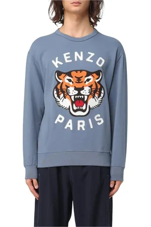 Kenzo Bluzy, Mężczyzna, Niebieski, S, Bluza z Tygrysem Czarna Mężczyźni