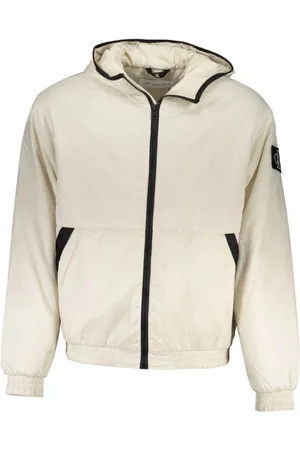 Calvin Klein Bluzy, Mężczyzna, Beżowy, XL, Poliester, Elegancka kurtka z kapturem w beżu